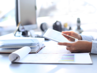 Businesswoman hands with touchpad